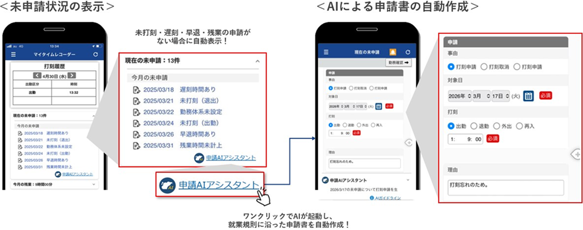 勤務実績照会画面