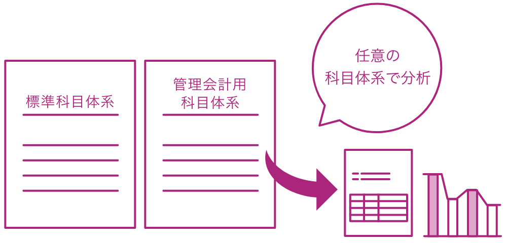 標準科目体系/管理会計用科目体系/任意の科目体系で分析