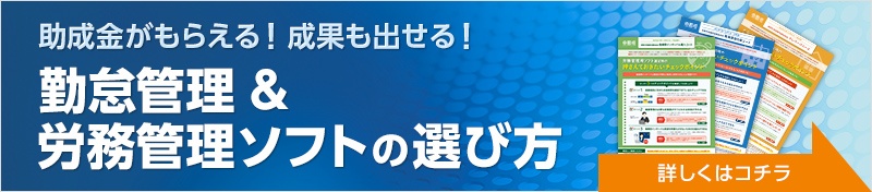 気になるコースが見つかったら、各コースに最適な労務管理用ソフトを選定しましょう選定ポイントを詳しく紹介するリーフレットを用意しています。せひダウンロードして、助成金活用の準備にお役立てください。