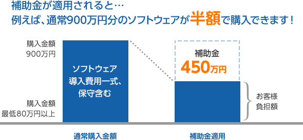 補助金適用時のソフトウェア購入金額