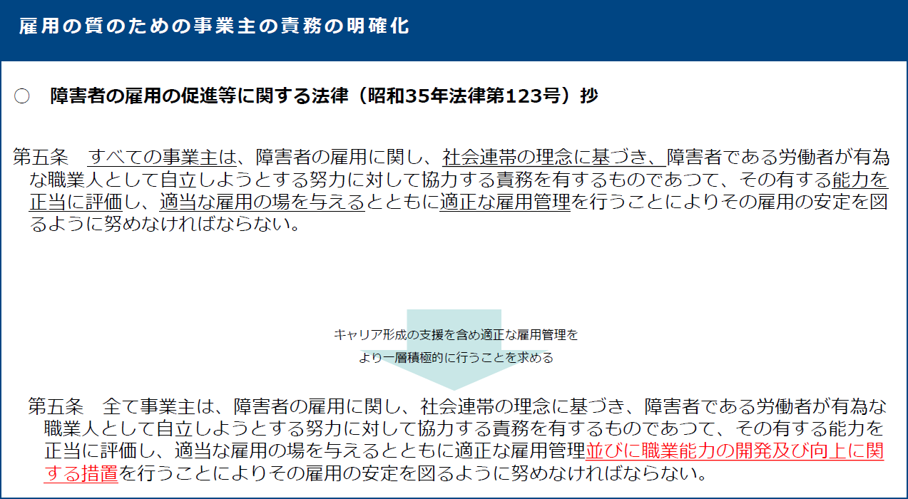 雇用の質のための事業主の責務の明確化