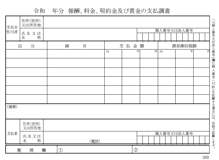 報酬、料金、契約金及び賞金の支払調書