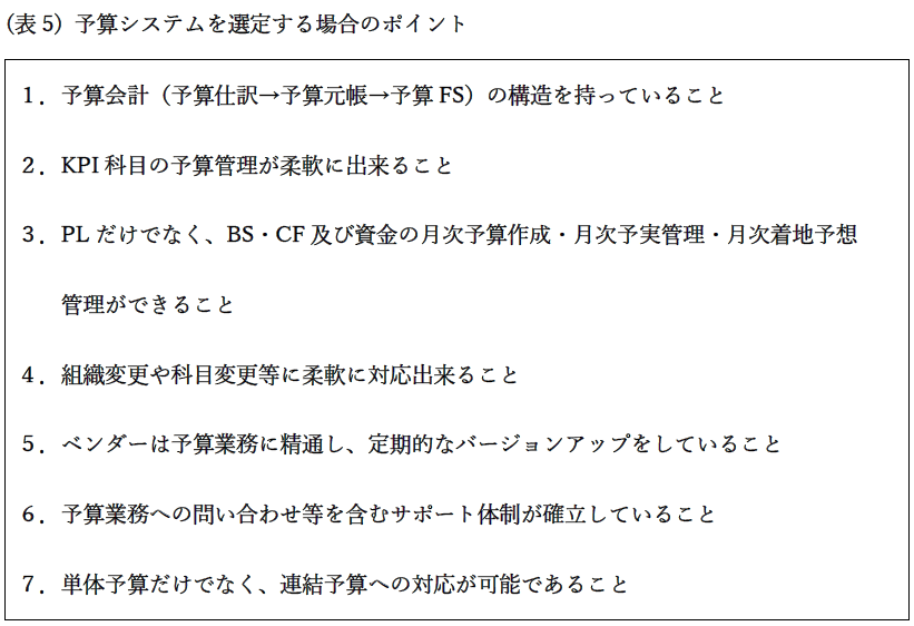 予算システムを選定する場合のポイント