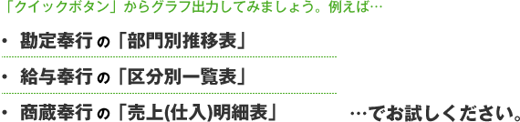 「クイックボタン」からグラフ出力してみましょう。