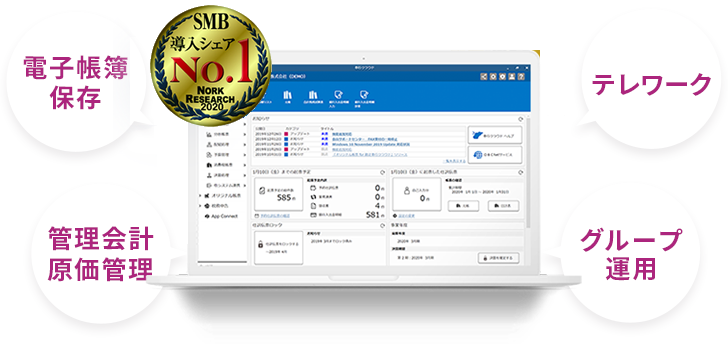 SMB導入シェアNo.1  電子帳簿保存法 管理会計原価管理対応 テレワーク対応 グループ運用対応