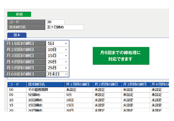 月6回までの締処理に対応できます。