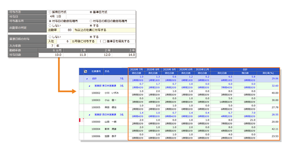 有休付与・管理画面