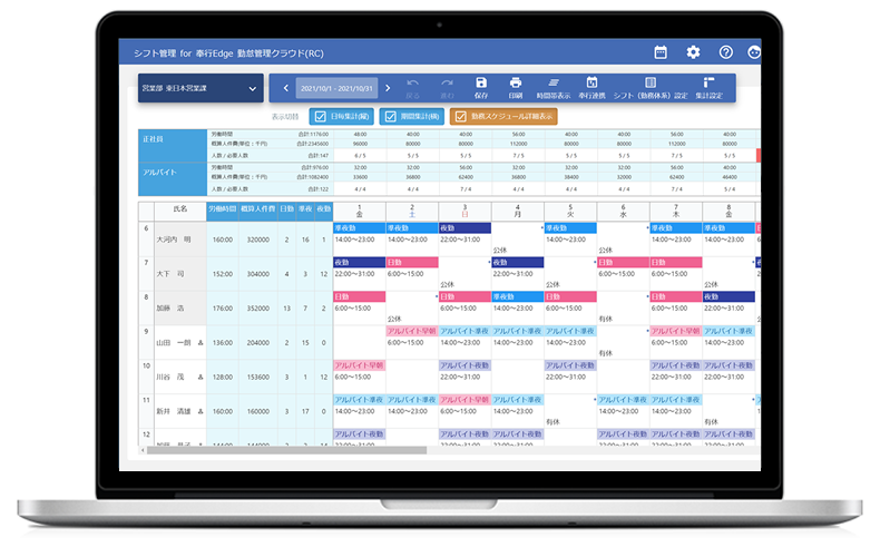 勤怠管理クラウド 勤務シフト スケジュール管理 クラウド勤怠管理システム ソフトはobc