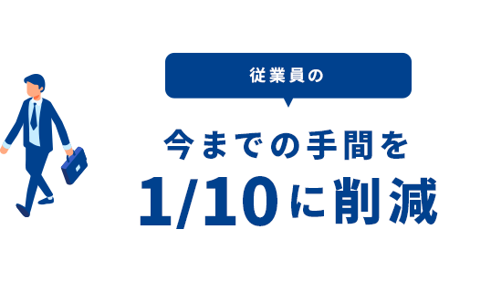 従業員の今までの手間を1/10に削減