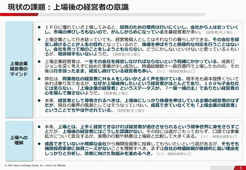 グロース市場における今後の対応（東京証券取引所2024年12月10日）