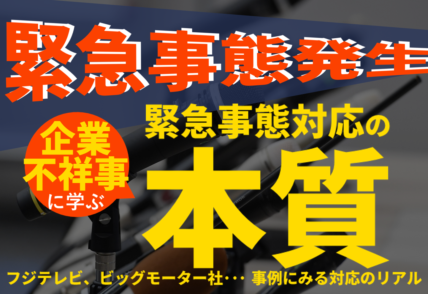 企業不祥事に学ぶ、緊急事態対応の本質<br>～フジテレビ、ビッグモーター社･･･事例にみる対応のリアル～