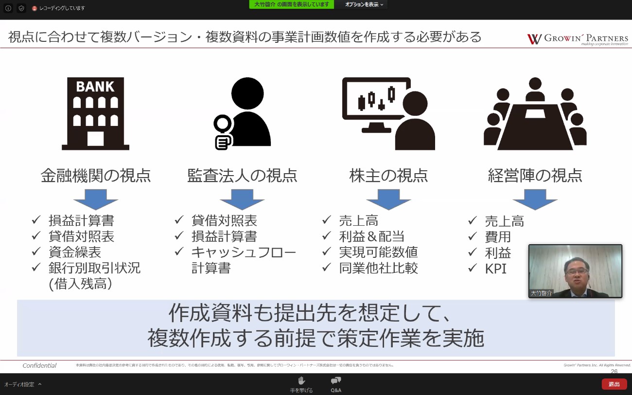 視点ごとに複数バージョンの事業計画が必要